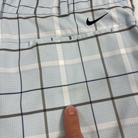 Nike Golf Shorts Men’s 34 Blue Gray Plaid Flat Front 12” Inseam Mid Rise - Picture 7 of 11